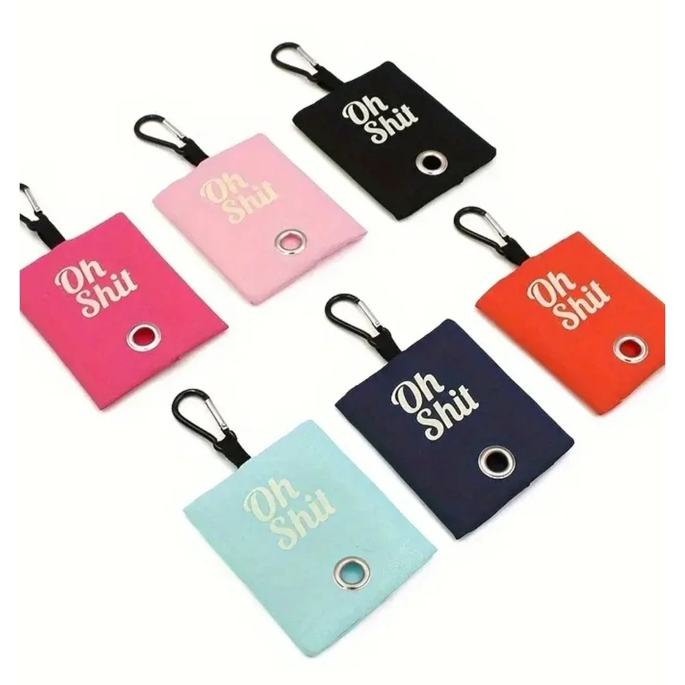 Oh Sh*t Canvas Dog Poop Bag Dispenser Clip-on Pet Waste‎ Bag Holder Black